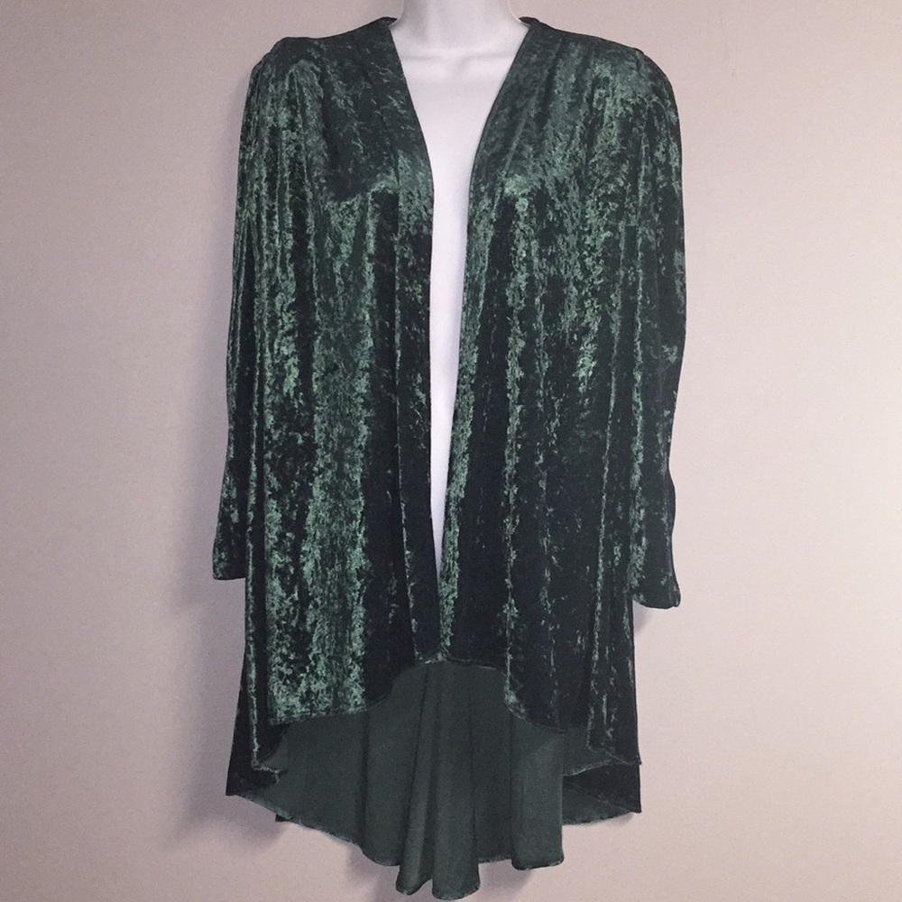 Emerald Green Velour Edwardian Sleeve Sweater